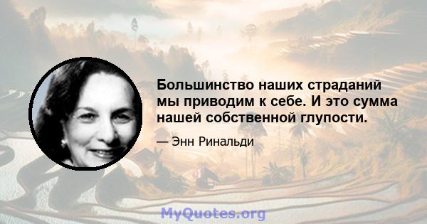 Большинство наших страданий мы приводим к себе. И это сумма нашей собственной глупости.