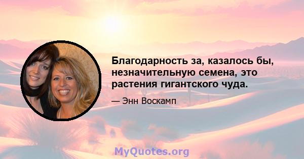 Благодарность за, казалось бы, незначительную семена, это растения гигантского чуда.