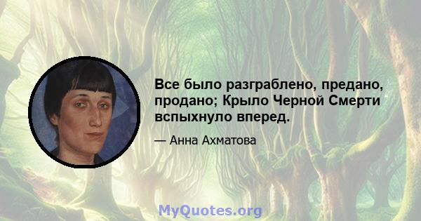 Все было разграблено, предано, продано; Крыло Черной Смерти вспыхнуло вперед.