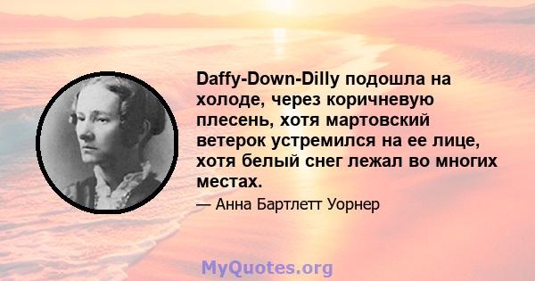 Daffy-Down-Dilly подошла на холоде, через коричневую плесень, хотя мартовский ветерок устремился на ее лице, хотя белый снег лежал во многих местах.