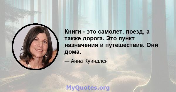 Книги - это самолет, поезд, а также дорога. Это пункт назначения и путешествие. Они дома.