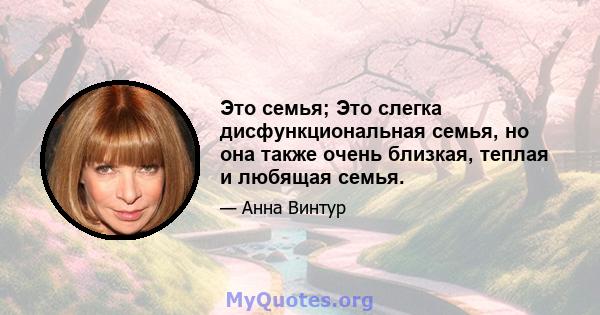 Это семья; Это слегка дисфункциональная семья, но она также очень близкая, теплая и любящая семья.