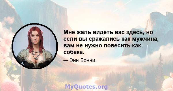 Мне жаль видеть вас здесь, но если вы сражались как мужчина, вам не нужно повесить как собака.