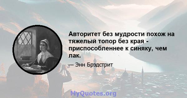 Авторитет без мудрости похож на тяжелый топор без края - приспособленнее к синяку, чем лак.