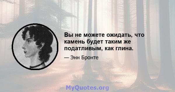 Вы не можете ожидать, что камень будет таким же податливым, как глина.