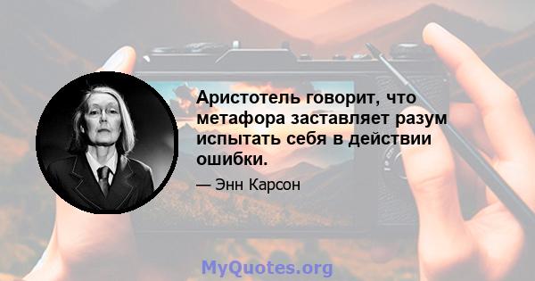 Аристотель говорит, что метафора заставляет разум испытать себя в действии ошибки.