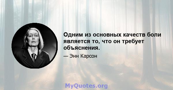 Одним из основных качеств боли является то, что он требует объяснения.