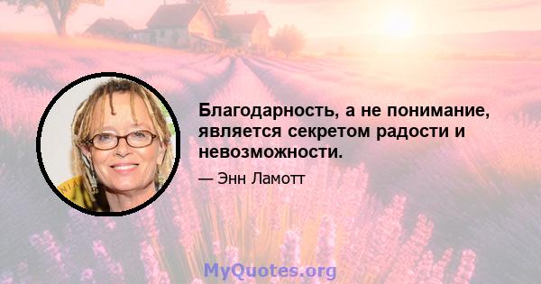 Благодарность, а не понимание, является секретом радости и невозможности.