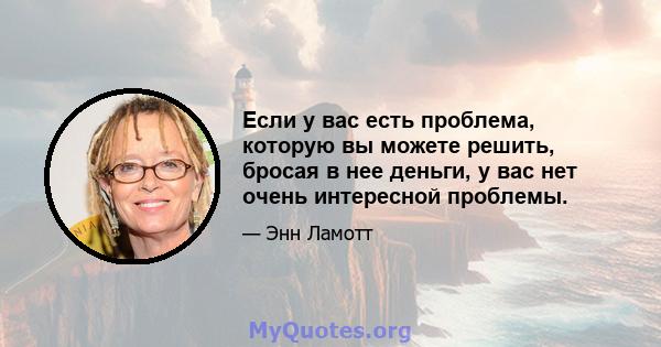 Если у вас есть проблема, которую вы можете решить, бросая в нее деньги, у вас нет очень интересной проблемы.