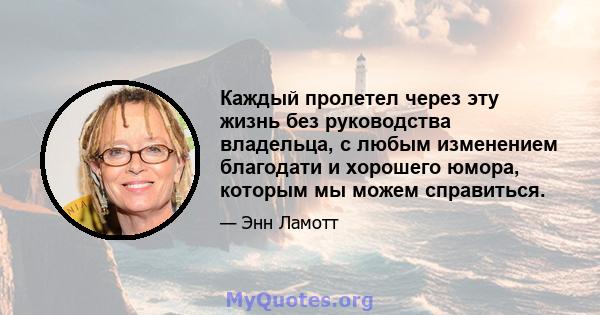 Каждый пролетел через эту жизнь без руководства владельца, с любым изменением благодати и хорошего юмора, которым мы можем справиться.