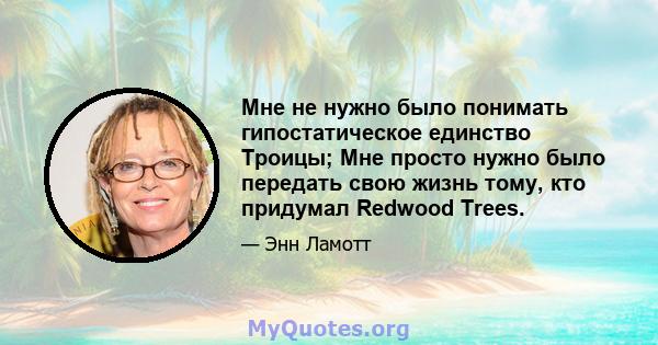 Мне не нужно было понимать гипостатическое единство Троицы; Мне просто нужно было передать свою жизнь тому, кто придумал Redwood Trees.