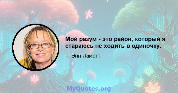 Мой разум - это район, который я стараюсь не ходить в одиночку.