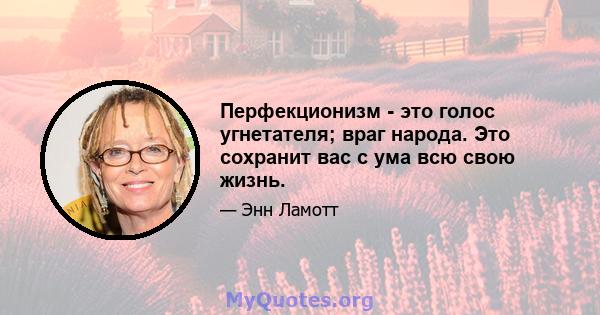 Перфекционизм - это голос угнетателя; враг народа. Это сохранит вас с ума всю свою жизнь.