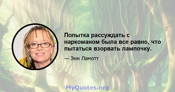 Попытка рассуждать с наркоманом была все равно, что пытаться взорвать лампочку.