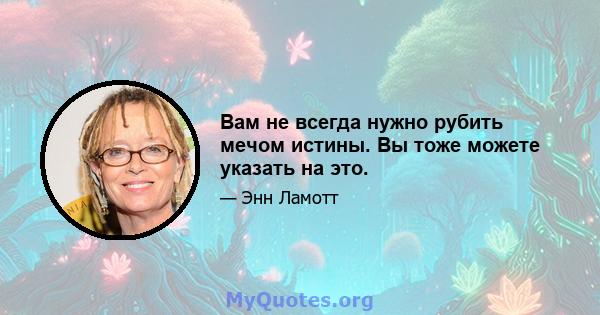 Вам не всегда нужно рубить мечом истины. Вы тоже можете указать на это.