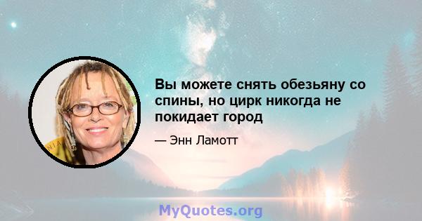 Вы можете снять обезьяну со спины, но цирк никогда не покидает город