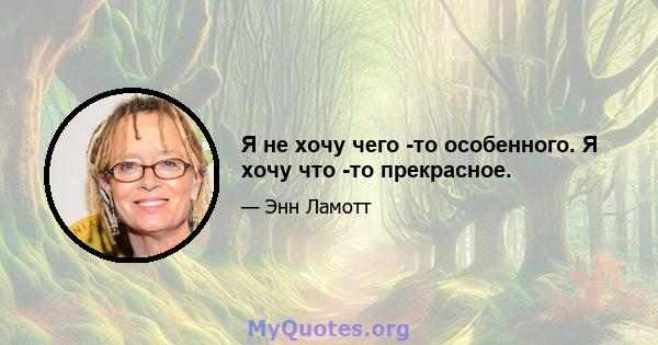 Я не хочу чего -то особенного. Я хочу что -то прекрасное.