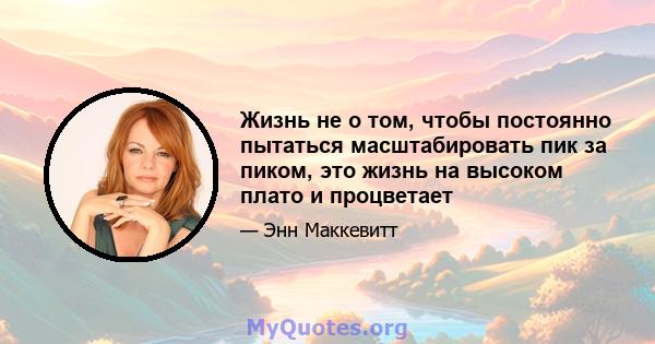 Жизнь не о том, чтобы постоянно пытаться масштабировать пик за пиком, это жизнь на высоком плато и процветает