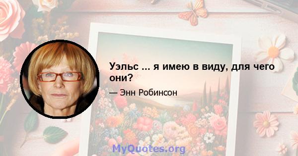 Уэльс ... я имею в виду, для чего они?