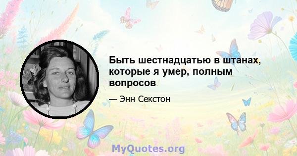 Быть шестнадцатью в штанах, которые я умер, полным вопросов