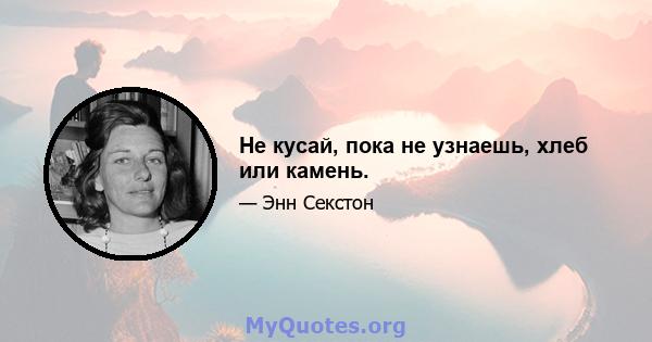 Не кусай, пока не узнаешь, хлеб или камень.