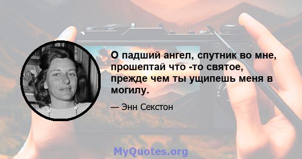 О падший ангел, спутник во мне, прошептай что -то святое, прежде чем ты ущипешь меня в могилу.