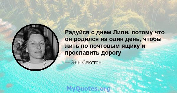 Радуйся с днем ​​Лили, потому что он родился на один день, чтобы жить по почтовым ящику и прославить дорогу