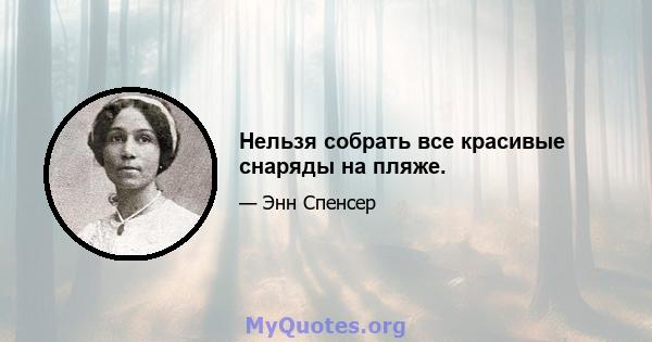 Нельзя собрать все красивые снаряды на пляже.