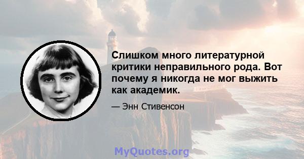 Слишком много литературной критики неправильного рода. Вот почему я никогда не мог выжить как академик.