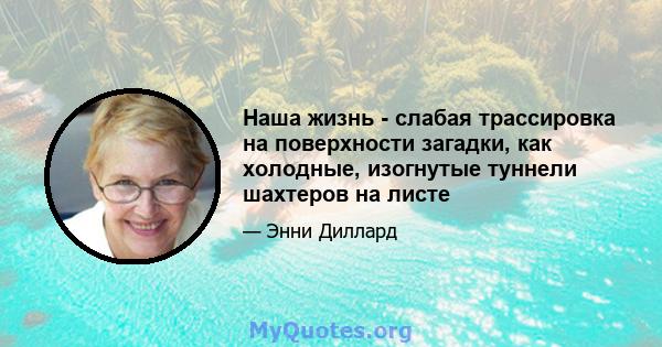 Наша жизнь - слабая трассировка на поверхности загадки, как холодные, изогнутые туннели шахтеров на листе