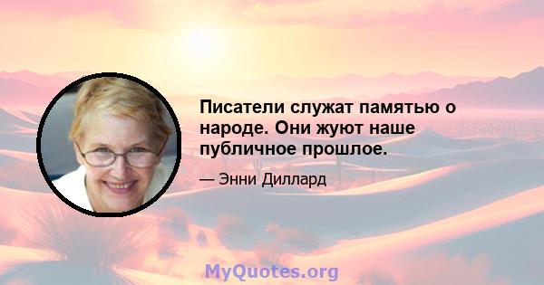 Писатели служат памятью о народе. Они жуют наше публичное прошлое.