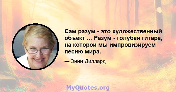 Сам разум - это художественный объект ... Разум - голубая гитара, на которой мы импровизируем песню мира.