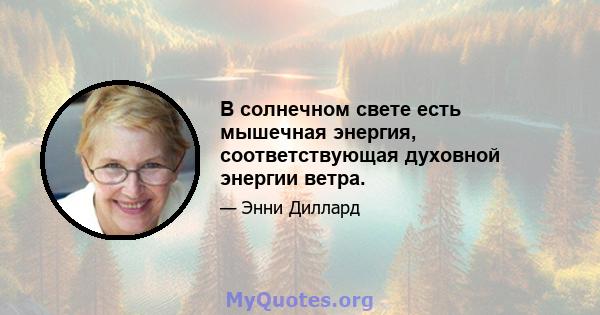 В солнечном свете есть мышечная энергия, соответствующая духовной энергии ветра.