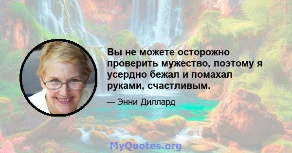 Вы не можете осторожно проверить мужество, поэтому я усердно бежал и помахал руками, счастливым.