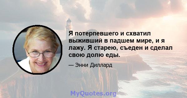 Я потерпевшего и схватил выживший в падшем мире, и я лажу. Я старею, съеден и сделал свою долю еды.