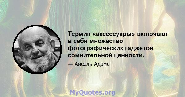 Термин «аксессуары» включают в себя множество фотографических гаджетов сомнительной ценности.