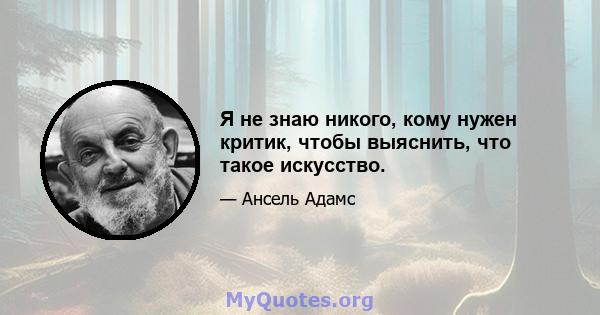 Я не знаю никого, кому нужен критик, чтобы выяснить, что такое искусство.