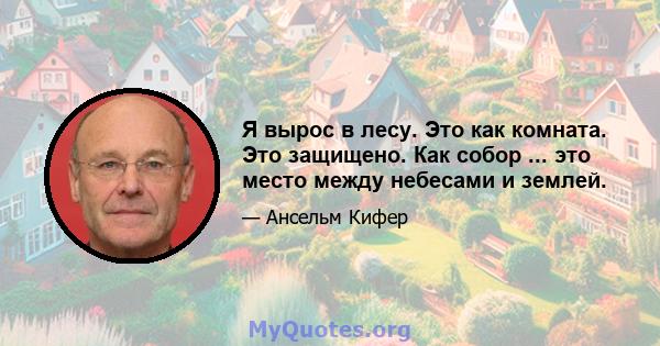 Я вырос в лесу. Это как комната. Это защищено. Как собор ... это место между небесами и землей.