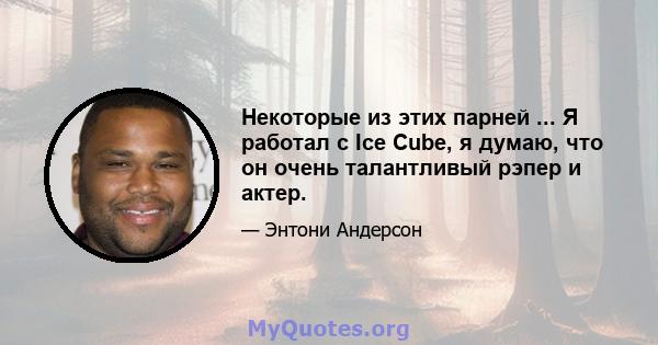 Некоторые из этих парней ... Я работал с Ice Cube, я думаю, что он очень талантливый рэпер и актер.