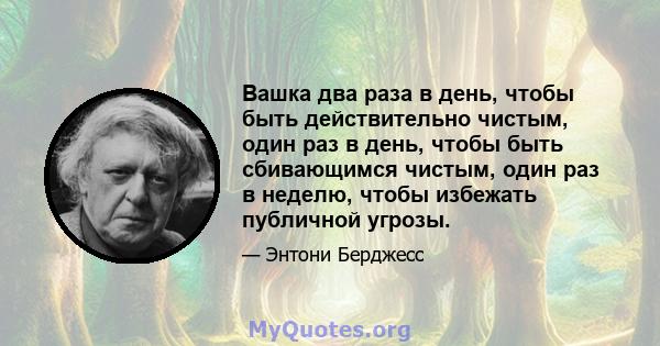 Вашка два раза в день, чтобы быть действительно чистым, один раз в день, чтобы быть сбивающимся чистым, один раз в неделю, чтобы избежать публичной угрозы.