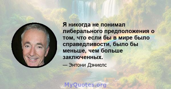 Я никогда не понимал либерального предположения о том, что если бы в мире было справедливости, было бы меньше, чем больше заключенных.