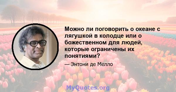 Можно ли поговорить о океане с лягушкой в ​​колодце или о божественном для людей, которые ограничены их понятиями?