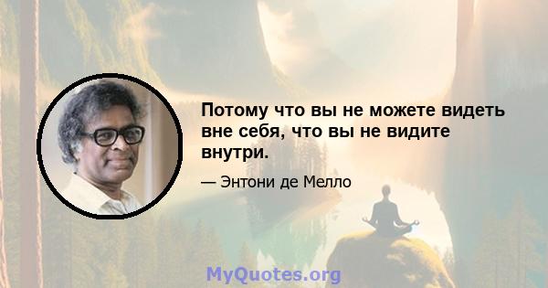 Потому что вы не можете видеть вне себя, что вы не видите внутри.