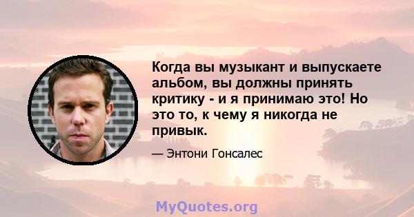 Когда вы музыкант и выпускаете альбом, вы должны принять критику - и я принимаю это! Но это то, к чему я никогда не привык.