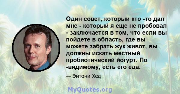 Один совет, который кто -то дал мне - который я еще не пробовал - заключается в том, что если вы пойдете в область, где вы можете забрать жук живот, вы должны искать местный пробиотический йогурт. По -видимому, есть его 