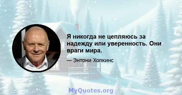 Я никогда не цепляюсь за надежду или уверенность. Они враги мира.