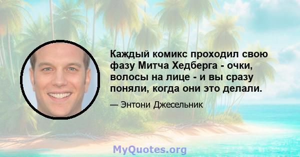 Каждый комикс проходил свою фазу Митча Хедберга - очки, волосы на лице - и вы сразу поняли, когда они это делали.