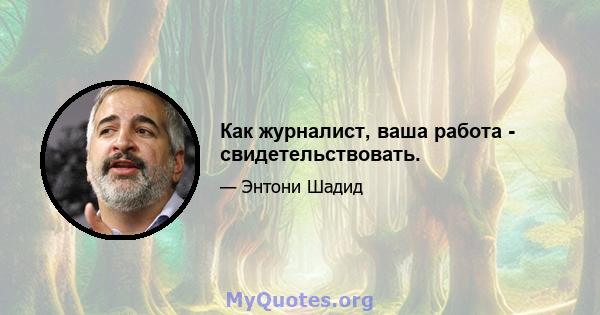 Как журналист, ваша работа - свидетельствовать.