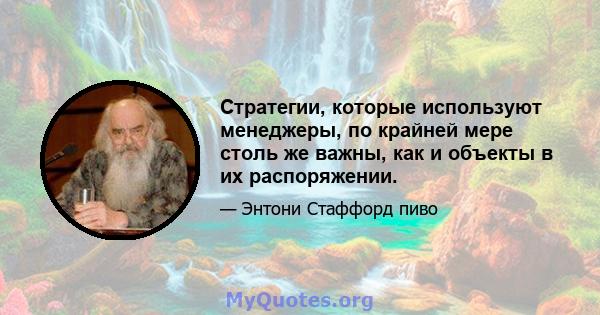 Стратегии, которые используют менеджеры, по крайней мере столь же важны, как и объекты в их распоряжении.