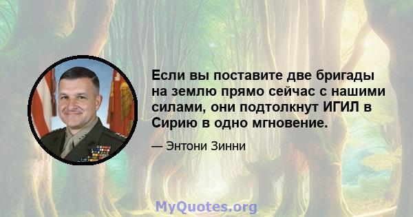 Если вы поставите две бригады на землю прямо сейчас с нашими силами, они подтолкнут ИГИЛ в Сирию в одно мгновение.